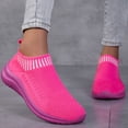 thumbnail image 3 of Womens Lightweight Knit Slip On Sneakers Breathable Non Slip Running Shoes Comfortable Mesh Non Slip Casual Walking Shoe Pink Size 6.5, 3 of 6