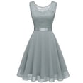 thumbnail image 1 of Sonducket Vestido de mujer Color sólido Encaje Empalme Fiesta Citas Retro Swing Vestidos Mezcla de algodón Moda Ropa casual M Blanco Vestidos METRO Hellgrün, 1 of 6