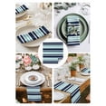 thumbnail image 3 of Navy Blue Turquoise Striped Cloth Napkins Set of 8 Reusable Dinner Napkins, Gradient Horizontal Lines Cocktail Napkin Washable Table Napkins for Wedding/Holiday Party/Baby Shower 20"x20", 3 of 7