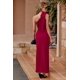 thumbnail image 5 of Vestido PRETTYGARDEN Maxi Rojo Vino con Hombro Descubierto, Fruncido y Abertura Talla M, 5 of 8