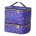 thumbnail image 3 of Estuche de transporte de doble capa, bolsa de almacenamiento de PU, organizador de esmalte de uñas, estuche para perfume. Azul profundo, 3 of 9