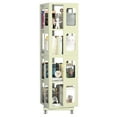 thumbnail image 3 of 4-Tier Rotating Bookshelf with 360° Wheels, Steel Storage Bookcase with Adjustable Shelf, Standing Bookcase Rack for  Home, Office, Bedroom, Yellow, 3 of 6