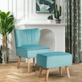 thumbnail image 2 of Costway Leisure Chair and Ottoman Thick Padded Velvet Tufted Sofa Set w/ Wood Legs Green, 2 of 10