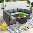 thumbnail image 5 of Decksplore 7 Piece Dark Gray Wicker Patio Furniture Set, Outdoor Rattan Sectional Sofa with Glass Table and Cushions for Backyard Lawn Garden Porch, 5 of 11