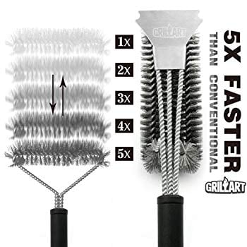 HOMEKOKO Spring Sale Heavy Duty Grill Brush with Scraper BBQ Brush for Grill Safe 18 Stainless Steel Woven Wire 3-in-1 Bristles Grill Cleaning Brush for Weber Gas//Charcoal Grill