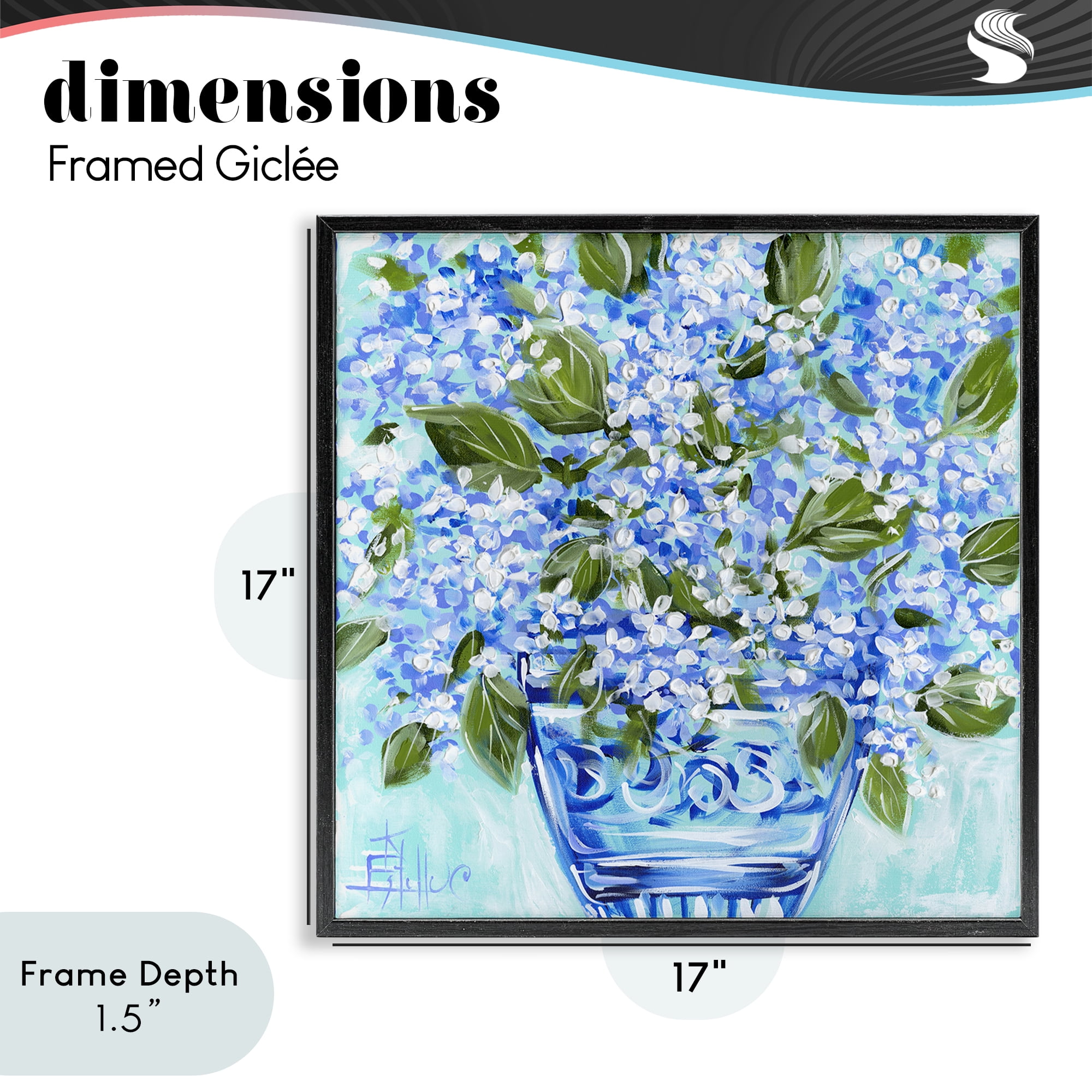 Stupell Industries Cool Bouquets in Blue Vase Black Framed Giclee Art, design by Estelle Grengs