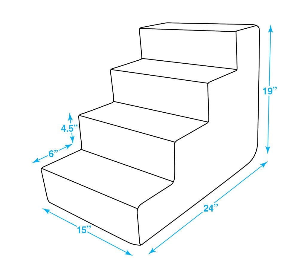 Best Pet Supplies Foam Pet Steps for Small Dogs and Cats, Portable Ramp Stairs for Couch, Sofa, and High Bed Climbing, Non-Slip Balanced Indoor Step Support, Paw Safe - Leopard Print, 4-Step (H: 18")