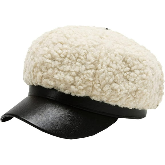 CoCopeaunts Newsboy Hats for Women Autumn Winter Hat Lady Fleece Octagonal Newsboy Cap Artist Painter Beret Hat
