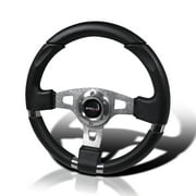 Spec-D Tuning Jdm Black Leather 340Mm Jet Style Racing Steering Wheel