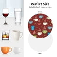 thumbnail image 6 of Fuzoiu Coffee Cups Print Leather Coasters Set,Drink Coasters Set of 4,for Tabletop Protection, Durable PVC Coasters,Home Décor and Housewarming Gift-Round Shape, 6 of 6