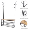 thumbnail image 6 of HOMEFORT 3-Tier Shoe Bench with 9 Hanging Hooks, Rustic Brown, 6 of 8