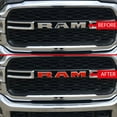 thumbnail image 3 of IPG Compatible with 2019-2021 RAM 1500 (Tradesman, Bighorn, Laramie, Limited, Rebel) Grille Overlay Stickers Do it Yourself Stickers Set Personalize Your Vehicle (Light Red), 3 of 7