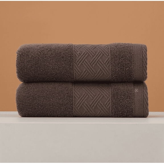 Zhuge 2-Piece 100% Cotton Ultra-Soft Highly Absorbent Quick-Drying Bathroom Towels, 13"×27.56" Towels for Home, Hotel, Daily Use & Family Travel, style A, dark brown
