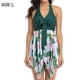 thumbnail image 2 of Traje de baño tankini para mujer con pantalones cortos de dos piezas con cuello en V y lazo halter - Hojas verdes, 2 of 6