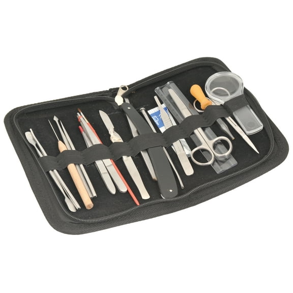 20 Pcs Dissection Kit Set - University Level - Stainless Steel - Leather Storage Case - Eisco Labs