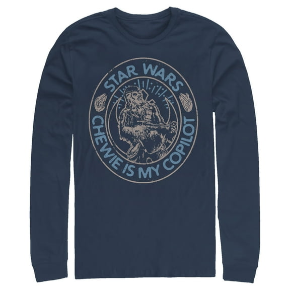 Men's Star Wars: The Rise of Skywalker Chewie Copilot Long Sleeve Shirt Navy Blue 2X Large