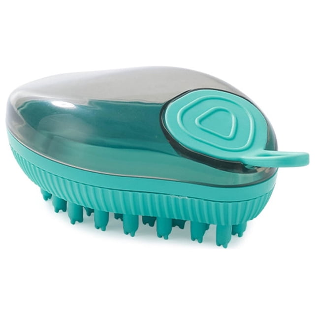 Cepillo de Masaje para Mascotas, Cepillo de Baño para Shampoo, Relleno de Líquido, Cepillo de Baño de Silicona con Dientes gruesos, Azul