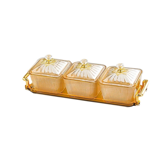 Lipstore Appetizer Tray Divided Snack Tray for Nuts, Candies Sweet Cookies and Fruits Amber