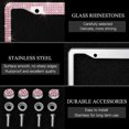 thumbnail image 3 of OTOSTAR 2 Pack Bling License Plate Frame with Ribbon Bow, Handcrafted Shiny Rhinestones Premium Stainless Steel 2 Holes License Plate Holder with Anti-Theft Screws Caps Set (Pink/Pink Bowtie), 3 of 7