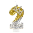 thumbnail image 1 of Goleeg Gold Number 2 Candle with Crystal Decorations, Glitter Silver Edge Cake Topper, Decorative Number Candle for Cake Celebration, 1 of 6