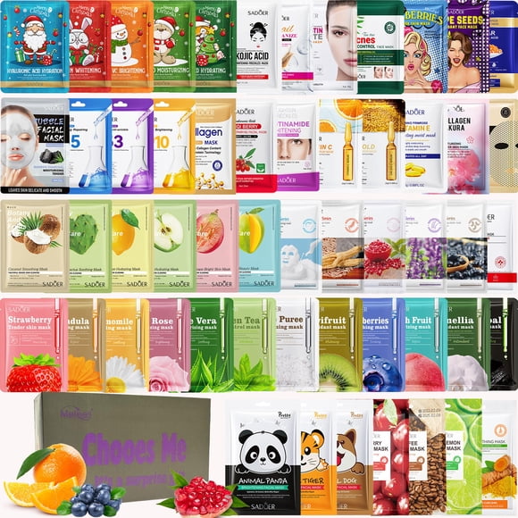 Mascarilla facial Meleell, paquete de 55 unidades, colágeno hidratante para pieles sensibles