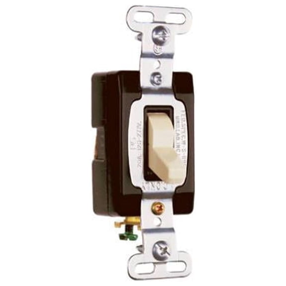 Legrand PS20AC1ICC8 Pass & Seymour Toggle Switch, SP, Grounding, Ivory, 120/277-Volt, 20-Amp - Quantity 1