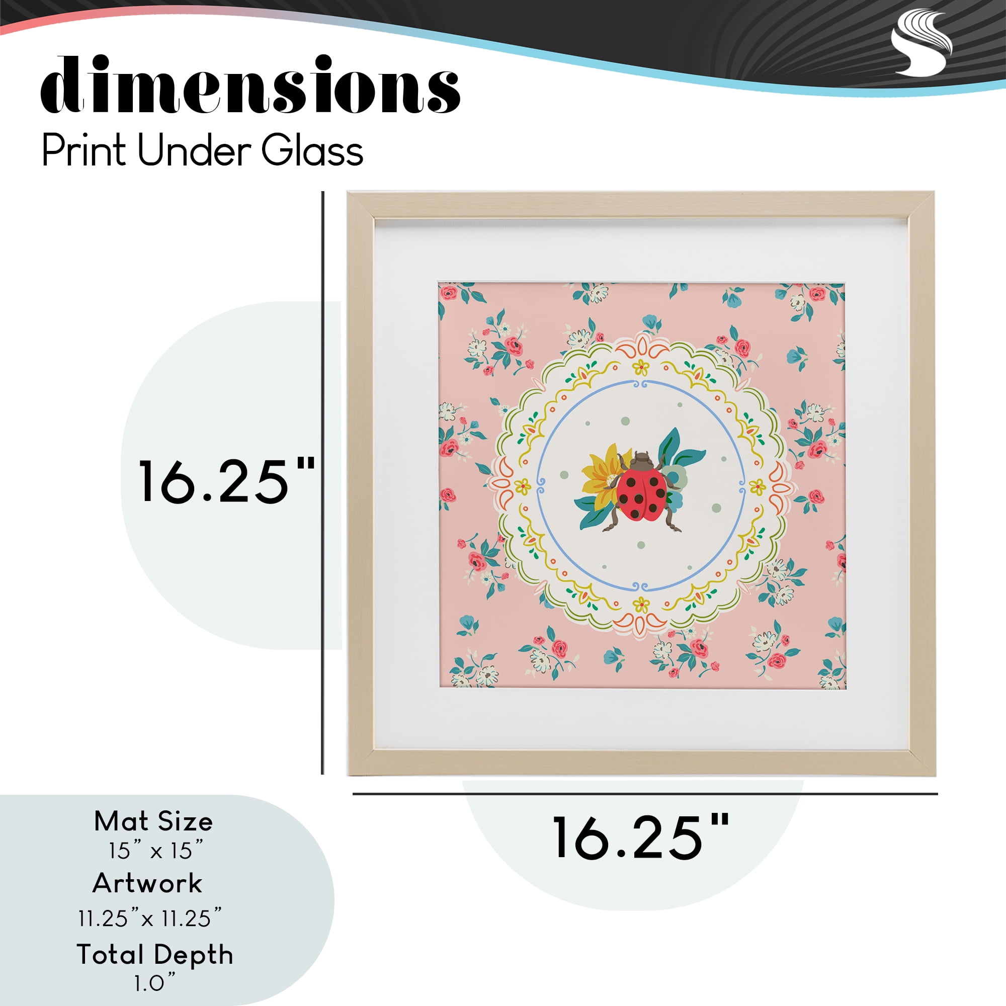 Spring Lady Bug Lace Pattern Birch Framed Print Under Glass, design by Angela Steahling