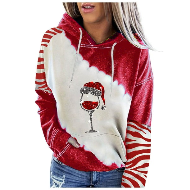 Sudaderas Con Capucha de Navidad Para Mujer, Suéter Cálido de Invierno, Prendas de Vestir Informales de Manga Larga Con Cordón A La Moda Con Bolsillos Odeerbi ODB203258