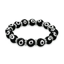 Bling Jewelry Womens Turkish Glass Bead Evil Eye Stretch Bracelet Crystal Spacers