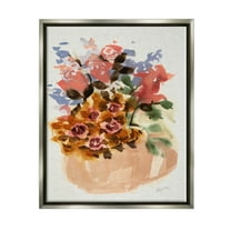 Stupell Industries Abstract Flower Bouquet Shapes Painting Luster Gray Floating Framed Canvas Print Wall Art, Design by Ania Zwara