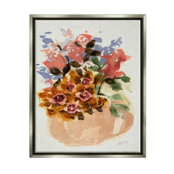 Stupell Industries Abstract Flower Bouquet Shapes Painting Luster Gray Floating Framed Canvas Print Wall Art, Design by Ania Zwara