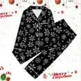 thumbnail image 2 of Women's Snowflake Pattern Long-Sleeved Pajama Set - Soft and Comfy Nightwear with Button-Down Top and Pants, 2 of 4