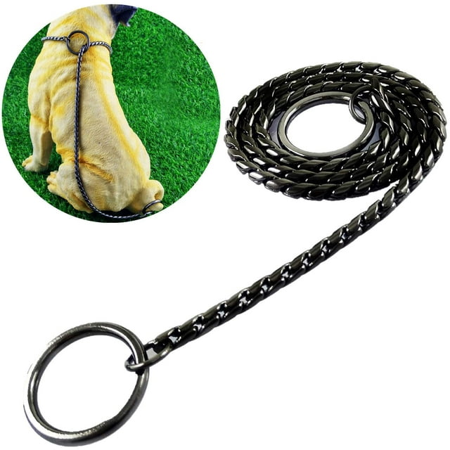 GHSDFBB Dog P Snake Chain Chrome Plated Metal Dog Training Choke/Collar-Fully Guaranteed Against Rust Tarnish or Breakage-Recommended for Professional Training,Black 60cm