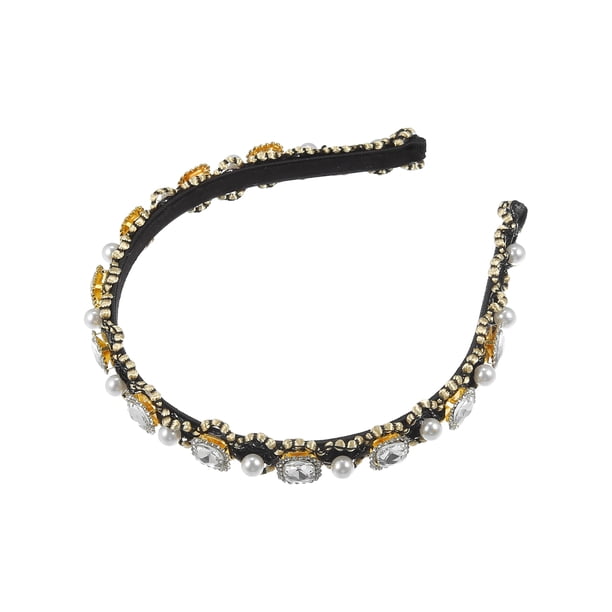 diadema de perlas sintéticas con diamantes de imitación, diadema acolchada brillante, diademas de cristal sintético, accesorios para el cabello para mujeres, tono plateado, 0,59 pulgadas de ancho