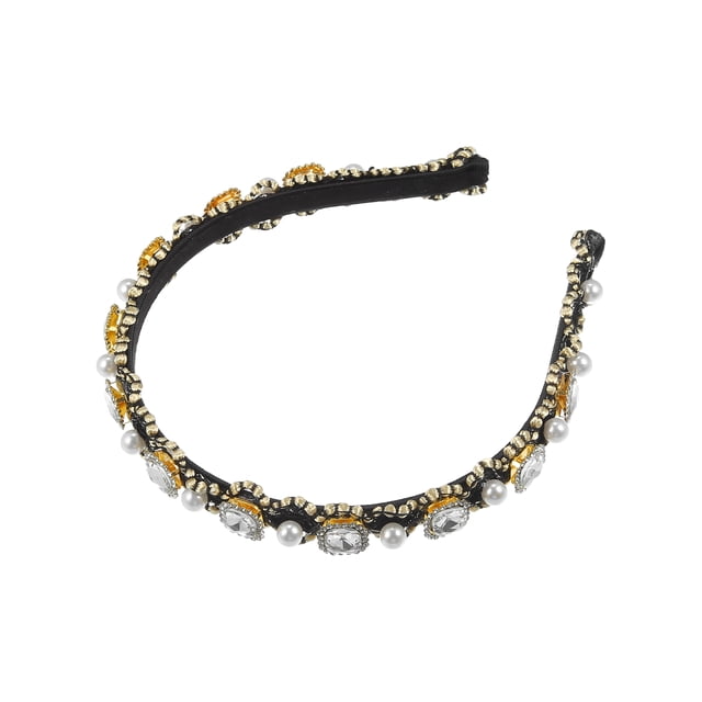diadema de perlas sintéticas con diamantes de imitación, diadema acolchada brillante, diademas de cristal sintético, accesorios para el cabello para mujeres, tono plateado, 0,59 pulgadas de ancho