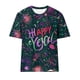 thumbnail image 4 of Camisetas Casuales de Mujer Año Nuevo Impreso Suéter de Manga Corta Cuello Redondo, Top de Moda para el Uso Diario, 4 of 4