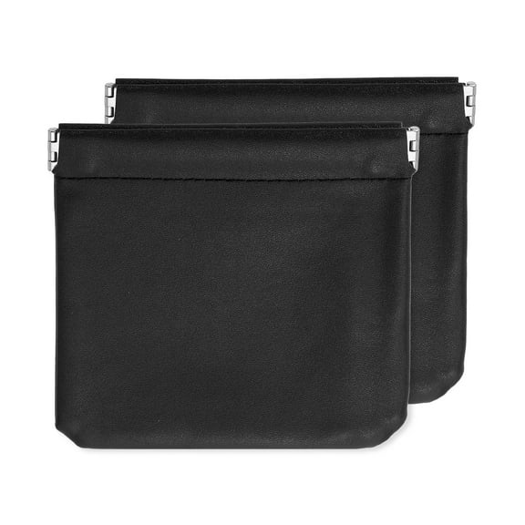 2Pcak Coin Purse for Women, Leather Small Organizer Pouch, Portable Mini Storage Makeup Bag for Purse, Black (5"x5")