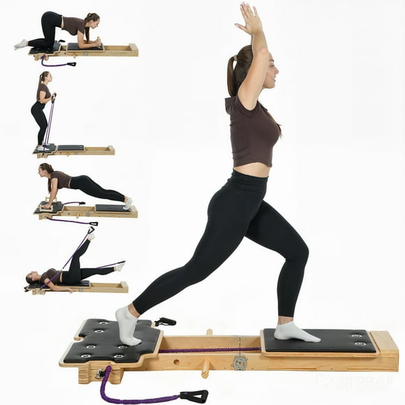 Soozier Portable Pilates Reformer Machine, Multifunctional Pilates Board