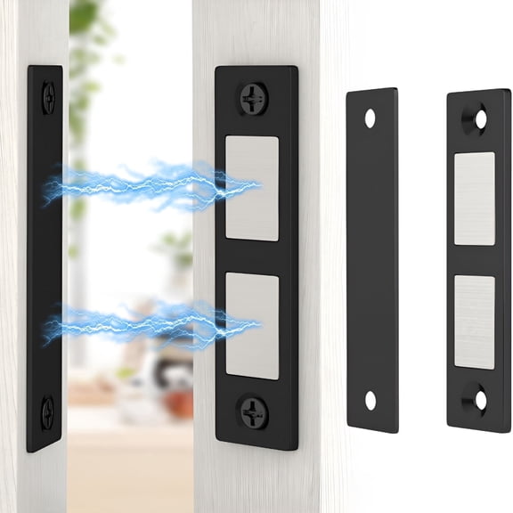 LAMIRO 30 Lb Magnetic Door Catch Screw in Black,Heavy Duty Cabinet Latch,Cabinet Drawer Door Magnets,2 Pack Kitchen Magnets Closures,Dual Pocket Door Magnets for RV,Cabinet Door,Barn Door