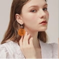 thumbnail image 5 of Wooden Round Geometric Earrings for Women Big Lightweight Statement Earrings Hollow circular earrings Handmade Bohemian Trendy Earrings Jewelry gift, 5 of 11