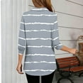 thumbnail image 4 of Inverlee Striped 3/4 Sleeve Blouse for Women Trendy Collared V Neck Tops Summer Casual Loose Fit Shirts, 4 of 5