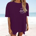 thumbnail image 2 of RMGVDSD Womens T Shirts Women's Oversized Tops Letter Print Vintage Loose Fit Short Sleeve T Shirt Comfy Basic Tee Shirts, 2 of 4