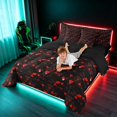 thumbnail image 4 of Manfei 3D Triangle Twin Bedding, Geometric Black Red Bedding Comforter Set, Black Reversible 7 Pieces, 4 of 6