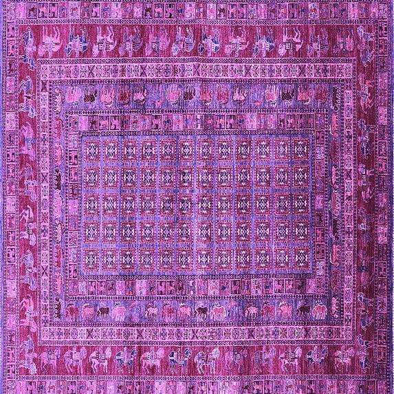 Ahgly Company Indoor Square Oriental Purple Industrial Area Rugs, 7' Square