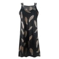 thumbnail image 4 of Dyegold Sundresses for Women Casual Beach - Midi Sun Dresses Women Summer Casual V-Neck Sleeveless Plus Size Feather Print Spaghetti Strap Party Prom ​​Sundress, 4 of 5
