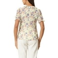 thumbnail image 3 of INSPIRE CHIC Women's Floral Ruffle V Neck Puff Short Sleeves Blouse Top, 3 of 7