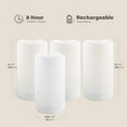 thumbnail image 6 of Ceestyle Outdoor Solar Powered Candles - 3.25" x 6" Waterproof LED Flameless Pillar Candle Set,Rechargeable Solar Battery Included,White Resin,Waterproof for Patio Decor - 4 Pack, 6 of 6