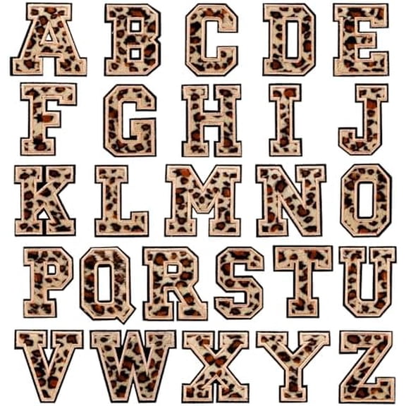 26Pcs Chenille Iron on Leopard Gold Alphabet Patches - Embroidered Glitter Varsity Letters for Clothes Dress$$Art & Craft