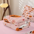 thumbnail image 5 of Erosebridal Kawaii Halloween Ghost Zipper Full Size Comforter Sets with Fitted Sheet and 2 Pillowcases, Cute Pumpkin Candy Bat Zipper Bedding Set for Girls, Pink Orange White, Pink Reversible, 5 of 7
