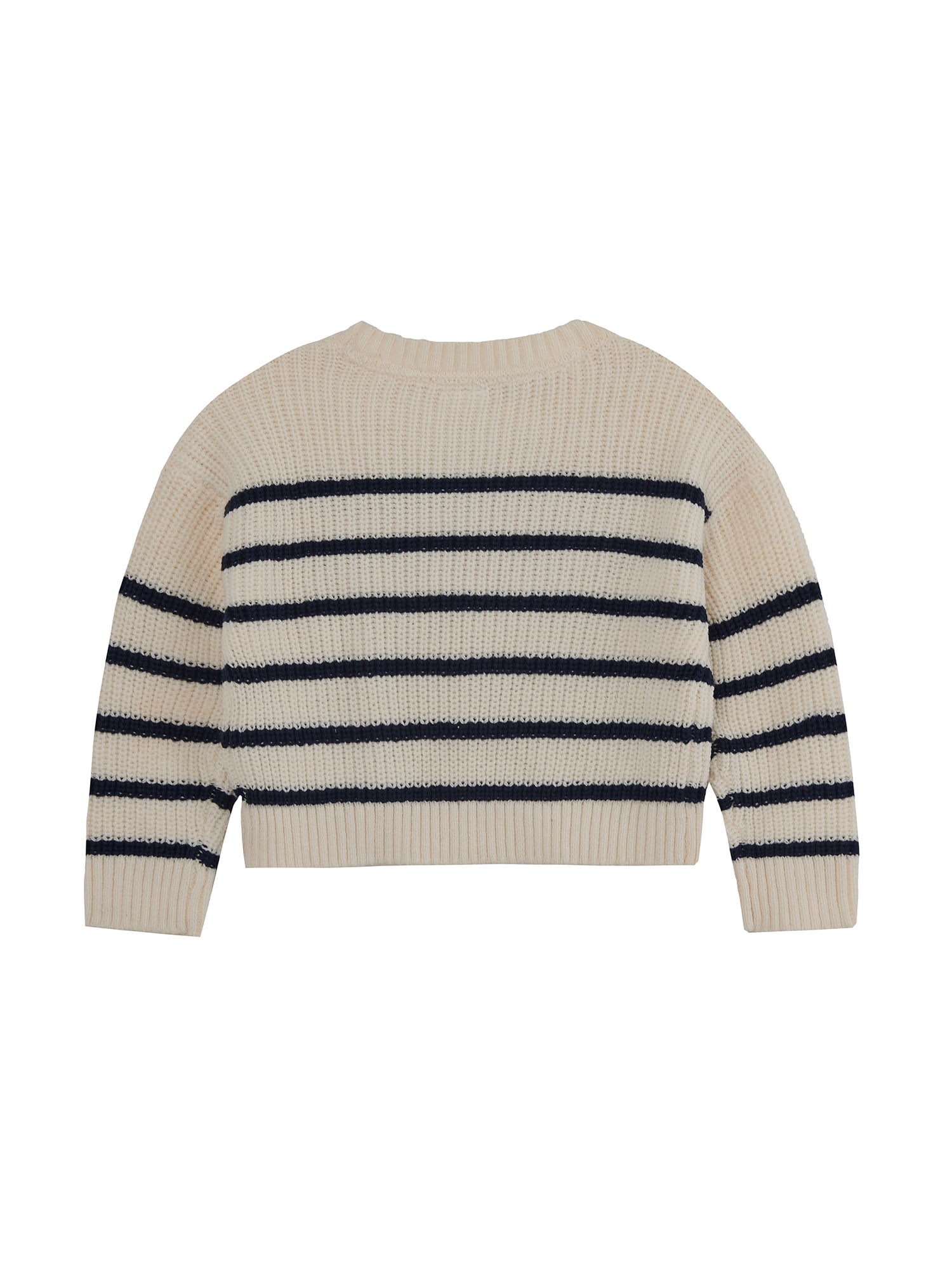 Wonder Nation Toddler Girls' Long Sleeve Stripe Daisy Sweater, Sizes 12M-3T